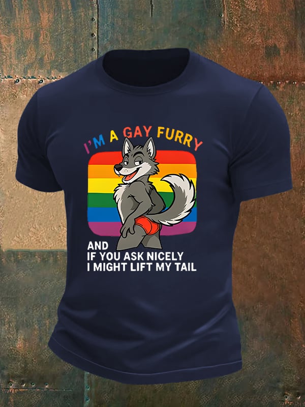 Men's I'm a gay furry Funny LGBTQ Pride Month Shirt