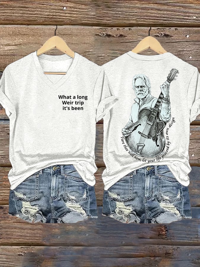 🔥Buy 3 Get 15% Off Women's Vintage Rock Tribute Print V Neck T-shirt