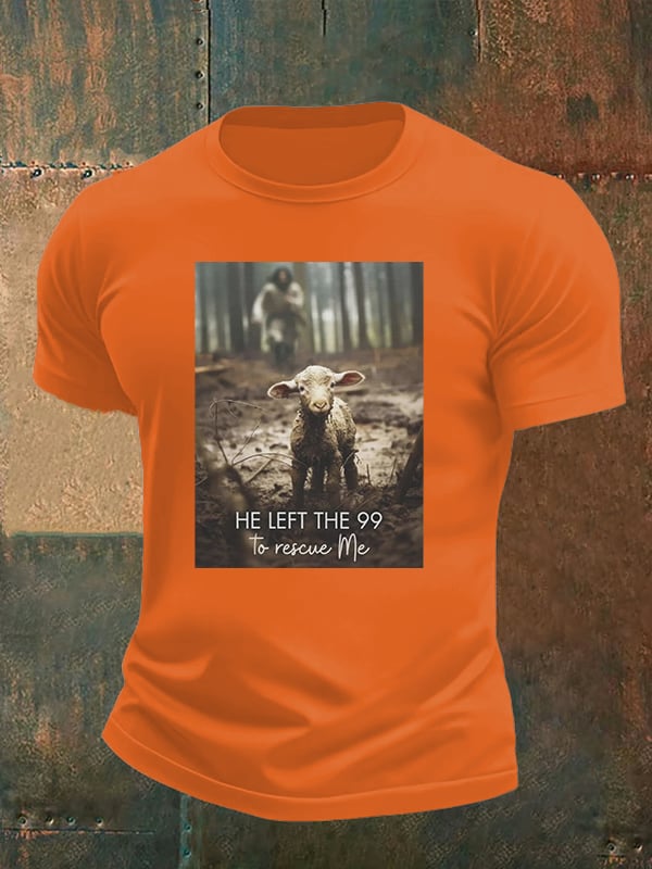 🔥Buy 3 Get 15% Off🔥Men's He Left the 99 to Rescue Me, Jesus and Lost Sheep, Christian T-shirt