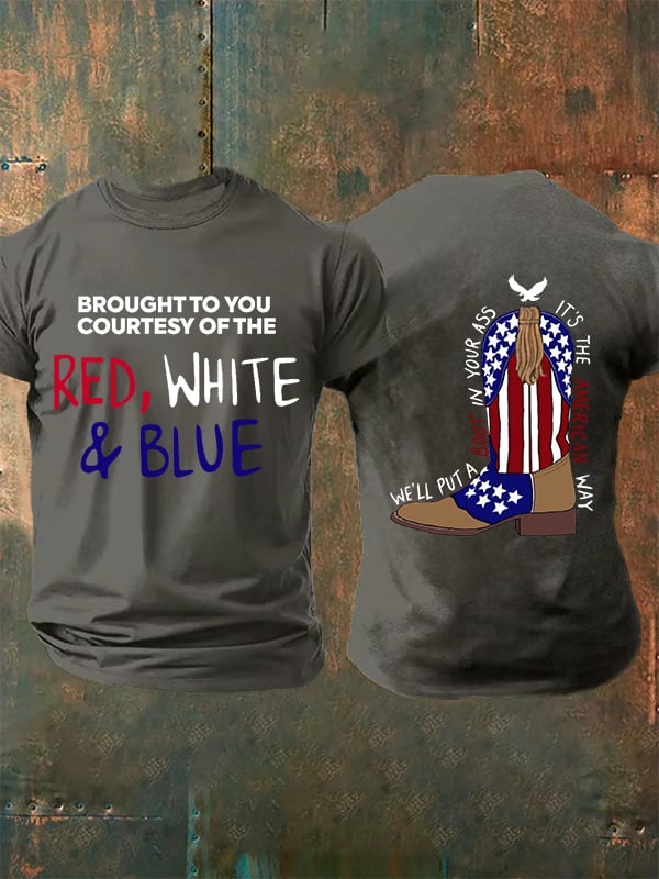 Men's RED, WHITE & BLUE Print T-Shirt