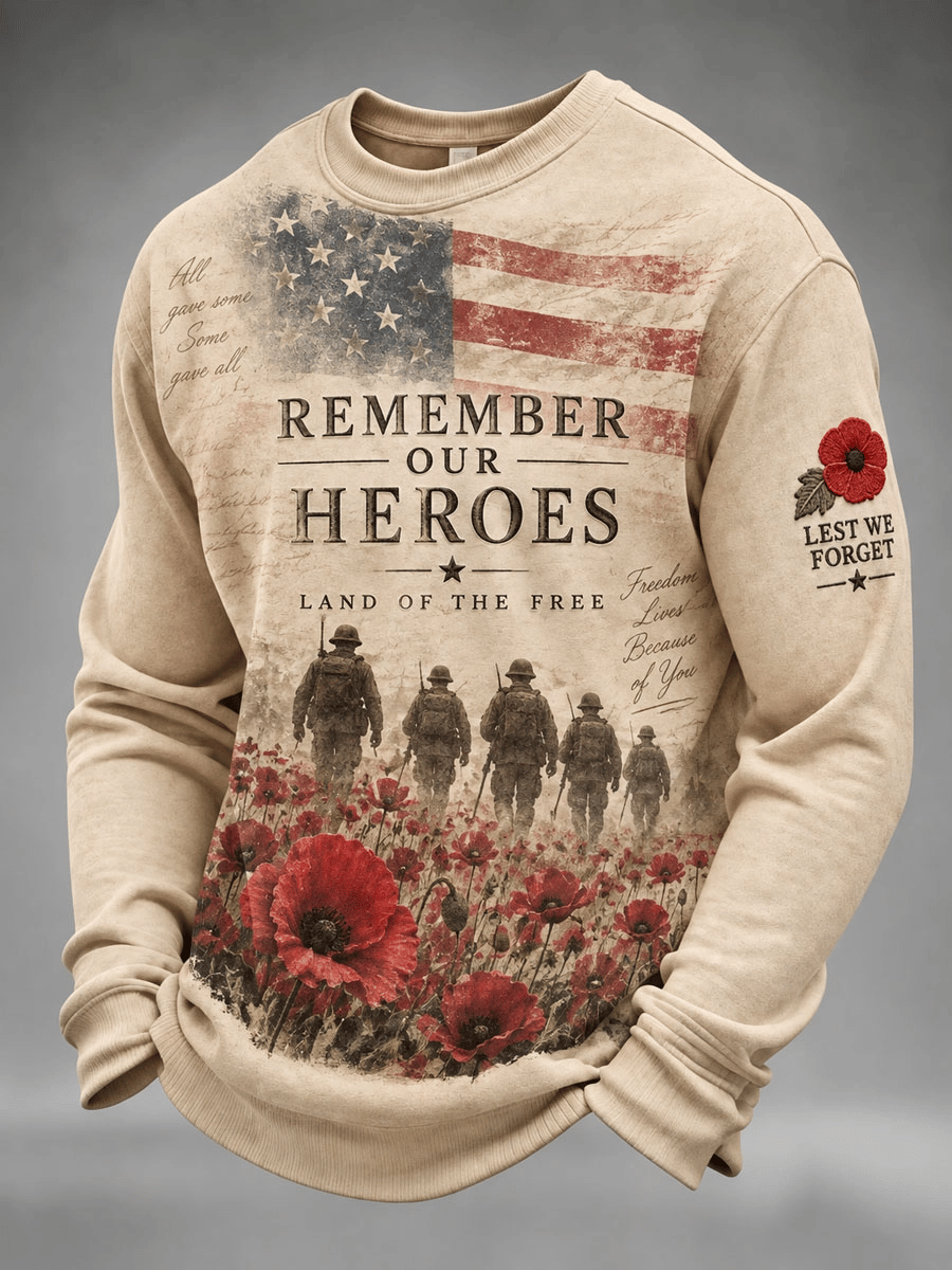 Men's Veterans Day Print Casual Sweatshirt