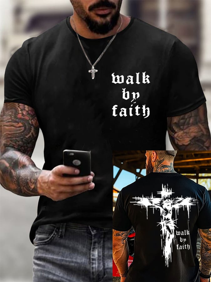 🔥Buy 3 Get 15% Off🔥🔥Hot Sale Picks 🔥Men's Walk By Faith Short-sleeved T-shirt