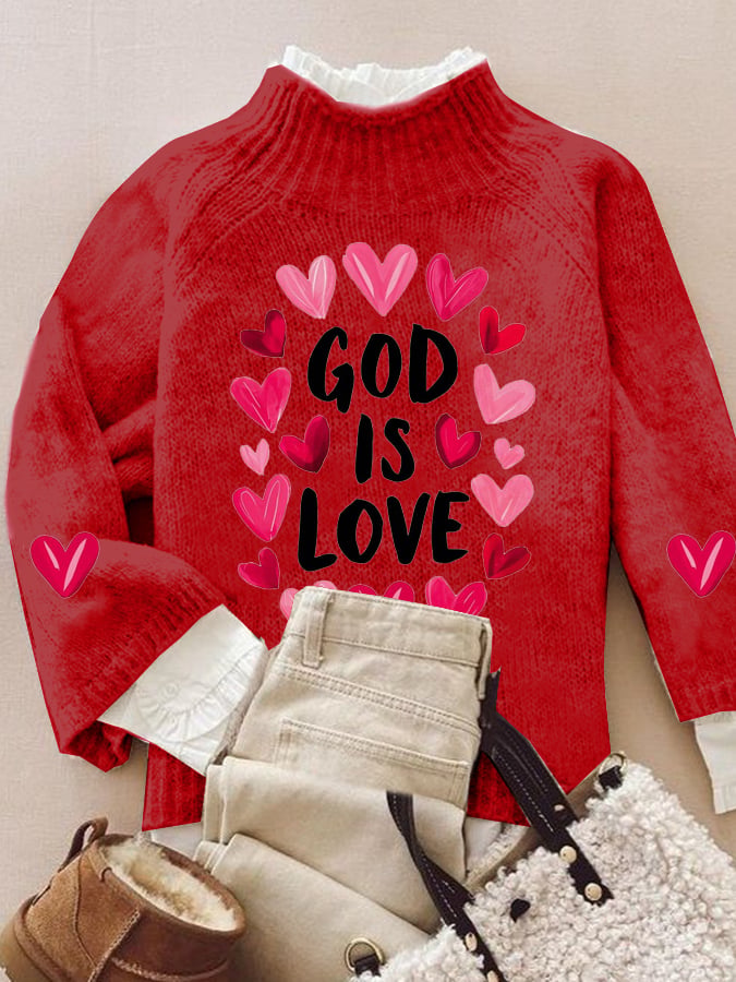 Women's Casual Valentine's Day Faith Knitted Turtleneck Bottoming Shirt