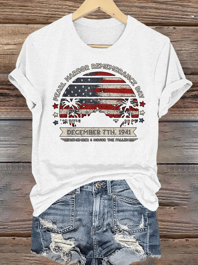 🔥Buy 3 Get 15% Off Women's Pearl Harbor Memorial Day Hawaii USA Flag Day of Infamy T-shirt