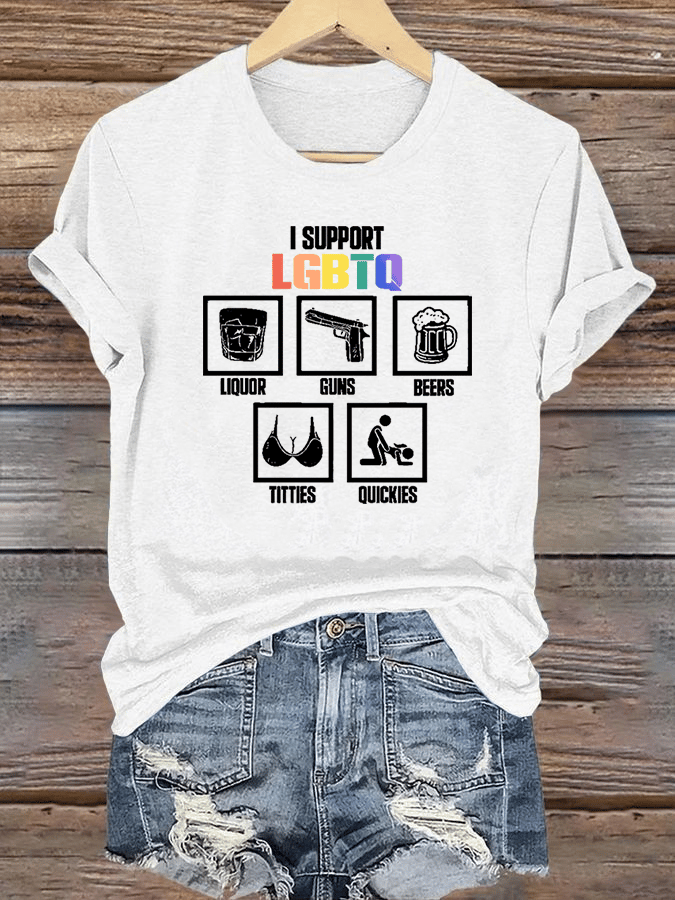 Women's I support LGBTQ Print T-shirt