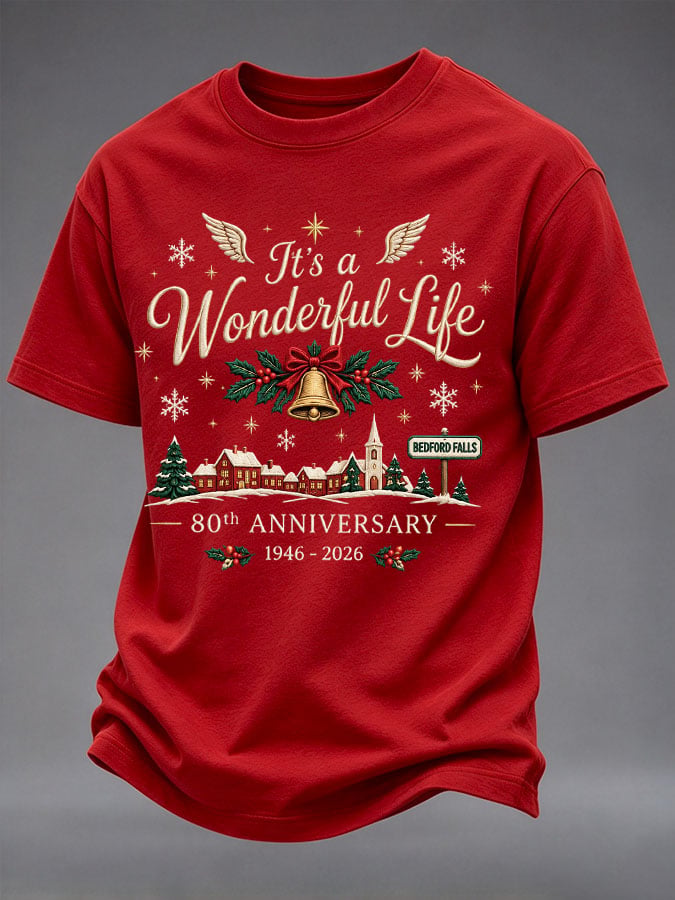 Men's Christmas Print Round Neck T-shirt