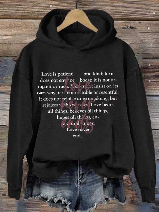 Women's Love Never Ends Print Sweatshirt