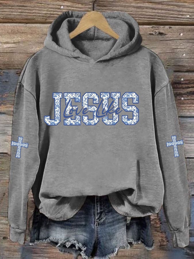 Women'S Love Like Jesus Printed Casual Hoodie