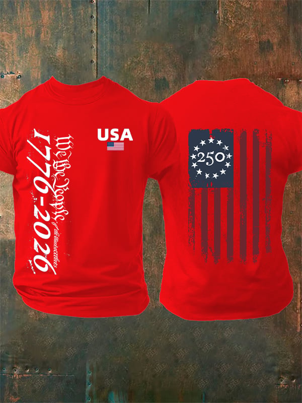 Men's USA 250TH Print Crew Neck T-Shirt