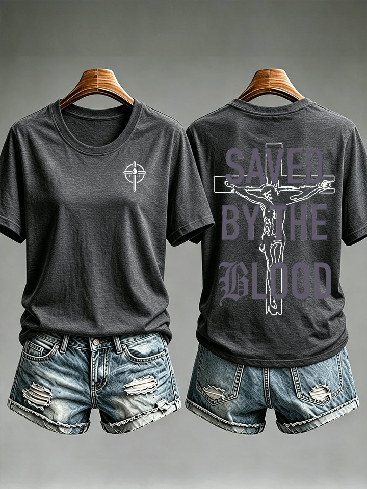 Women's Saved By The Blood Printed T-shirt