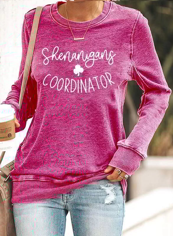 Women's Shenanigans Coordinator St. Patrick's Day Casual Long Sleeve Crewneck Sweatshirt