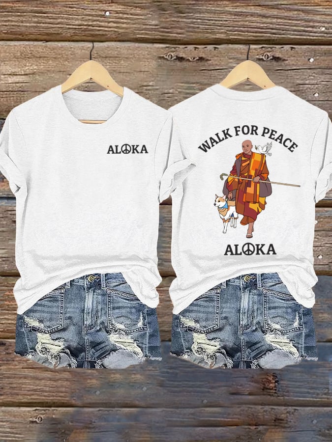 Retro Walk For Peace 19 Monks 1 Dog 2300 Miles For Peace Print T-Shirt