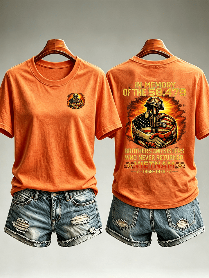 Women's In Memory Of The 58,479 Tribute T-Shirt, Vietnam Era Memorial Graphic Tee
