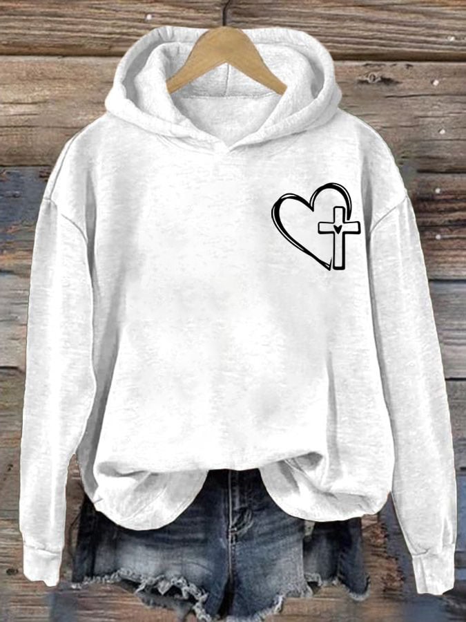 Women's Love Cross Print Casual Sweatshirt