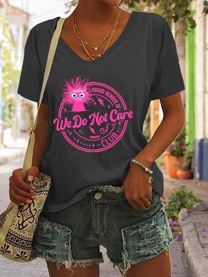 Women's Retro Funny Proud Member Of WDNC Club We Do Not Care Menopause Perimenopause Print T-Shirt