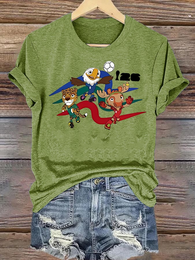 Women's 2026 World Cup Soccer Mascot printed T-shirt