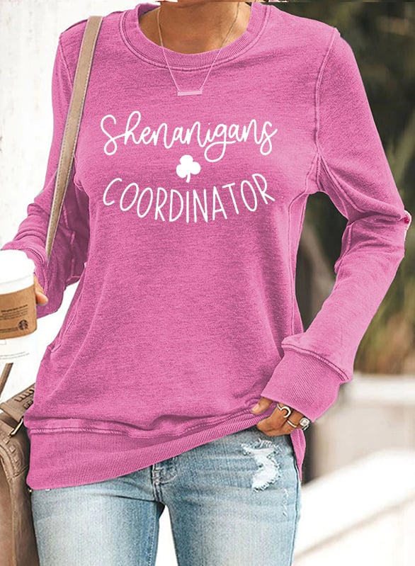 Women's Shenanigans Coordinator St. Patrick's Day Casual Long Sleeve Crewneck Sweatshirt
