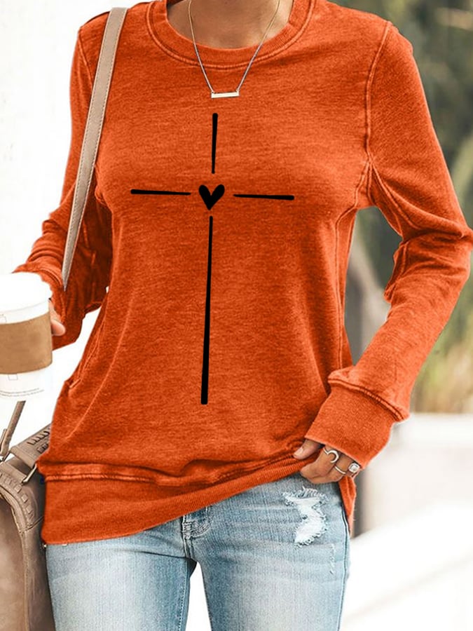 Women's Christian Cross Printed Sweatshirt
