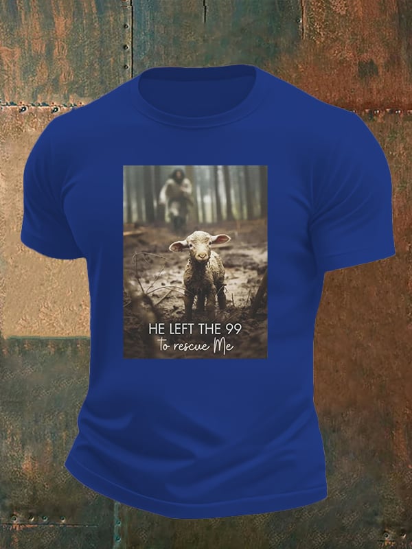 🔥Buy 3 Get 15% Off🔥Men's He Left the 99 to Rescue Me, Jesus and Lost Sheep, Christian T-shirt