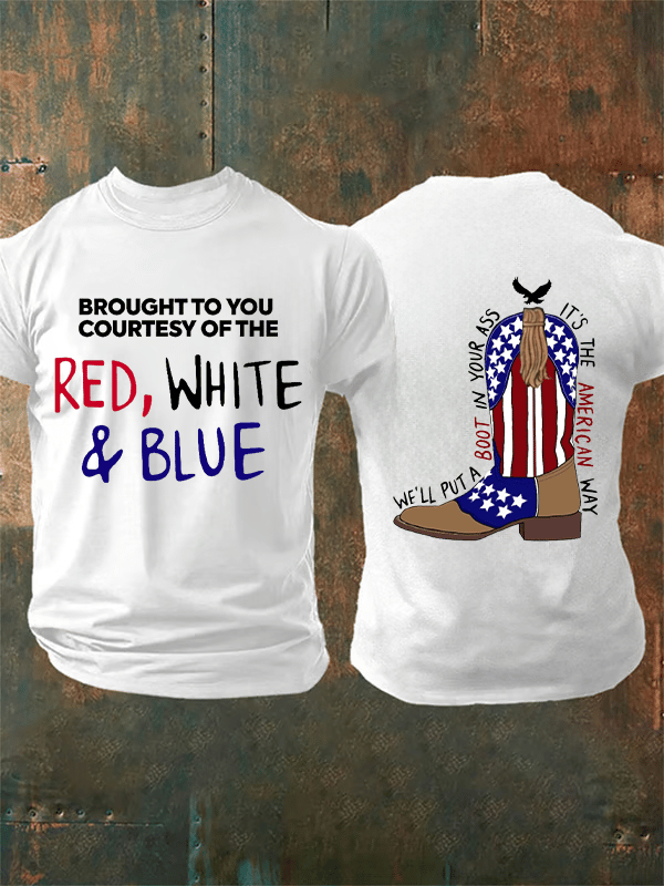 Men's RED, WHITE & BLUE Print T-Shirt