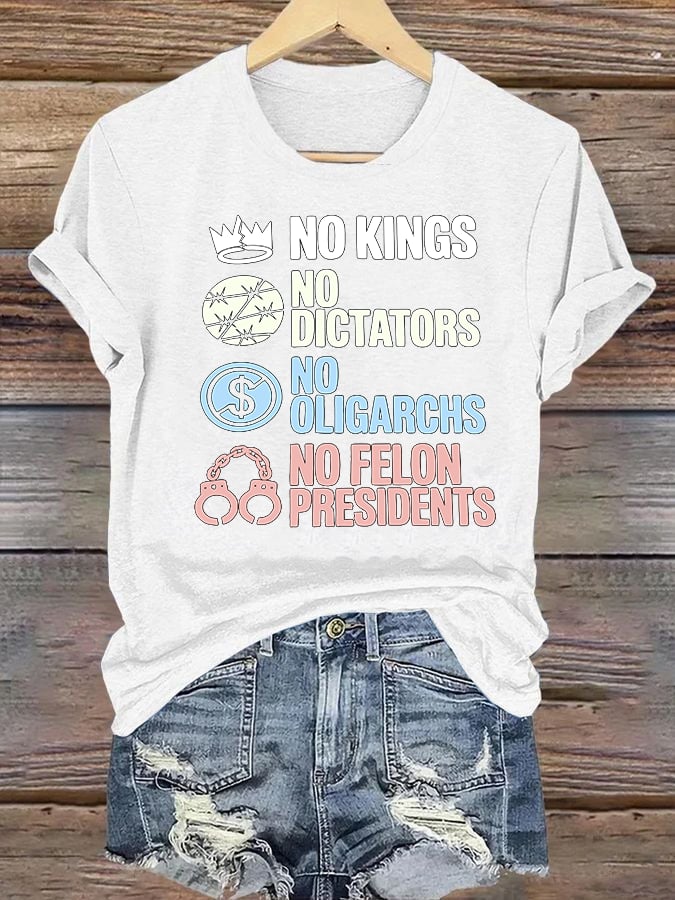 Women's No Kings No Dictators Protest print T-Shirt
