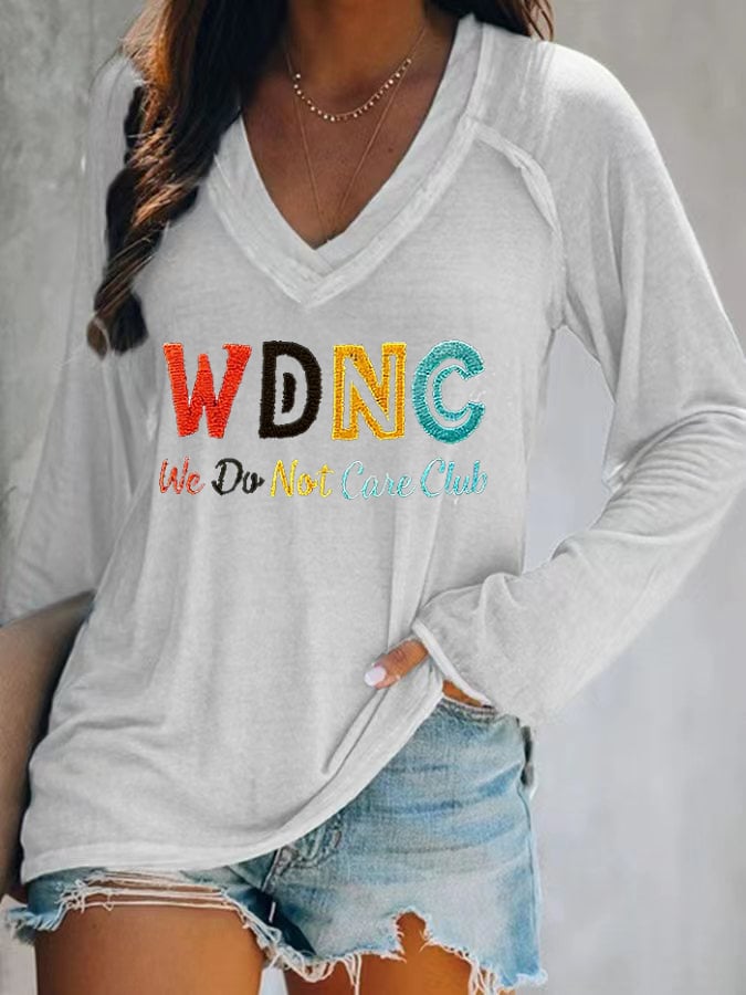 Women's V-neck Retro Funny Proud Member Of WDNC Club Menopause Perimenopause Print T-Shirt