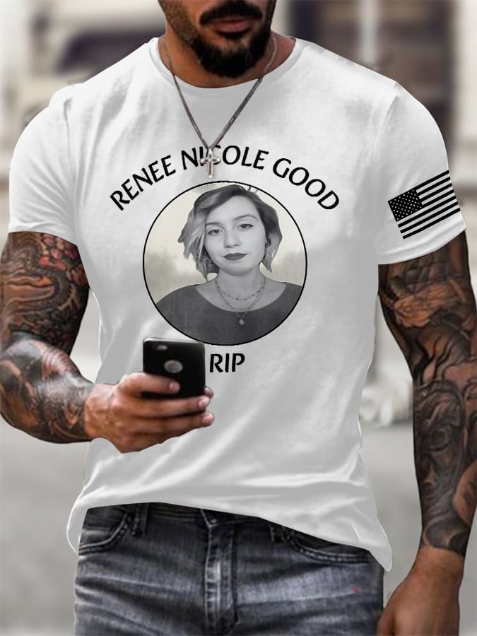 Men's Retro Justice For Renee Nicole Good Print T-Shirt