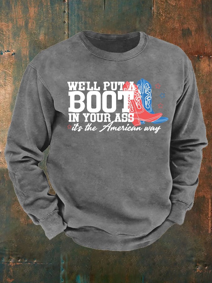 Men's Courtesy of the Red, White and Blue Cowboy Print Casual Sweatshirt