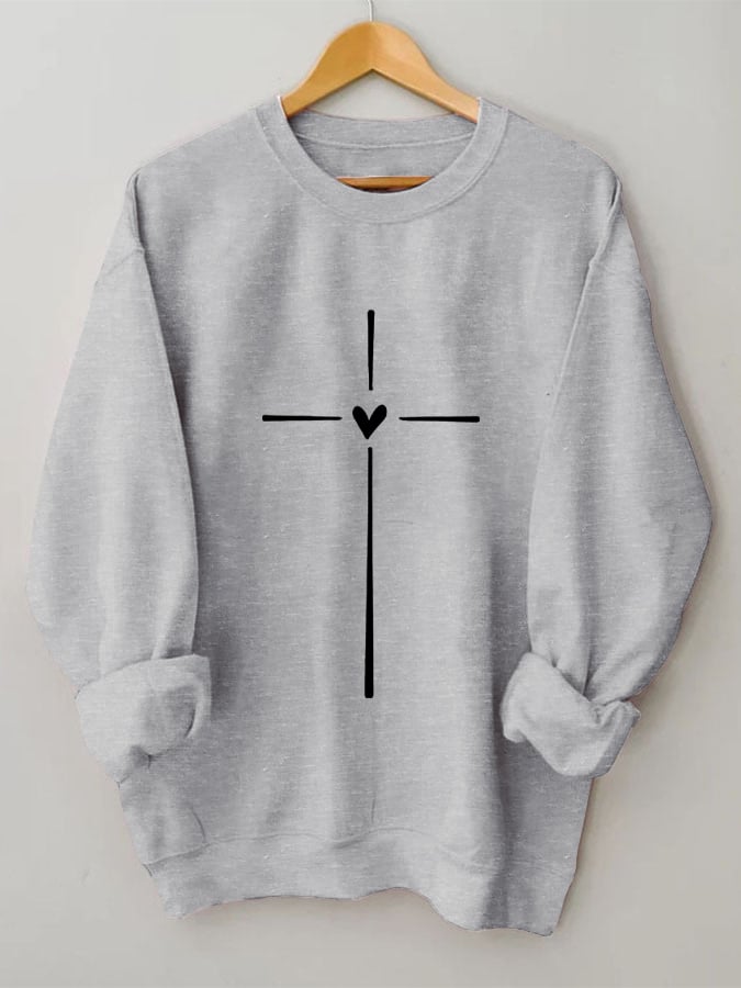 Women's Christian Faith Cross Printed Long Sleeve T-Shirt