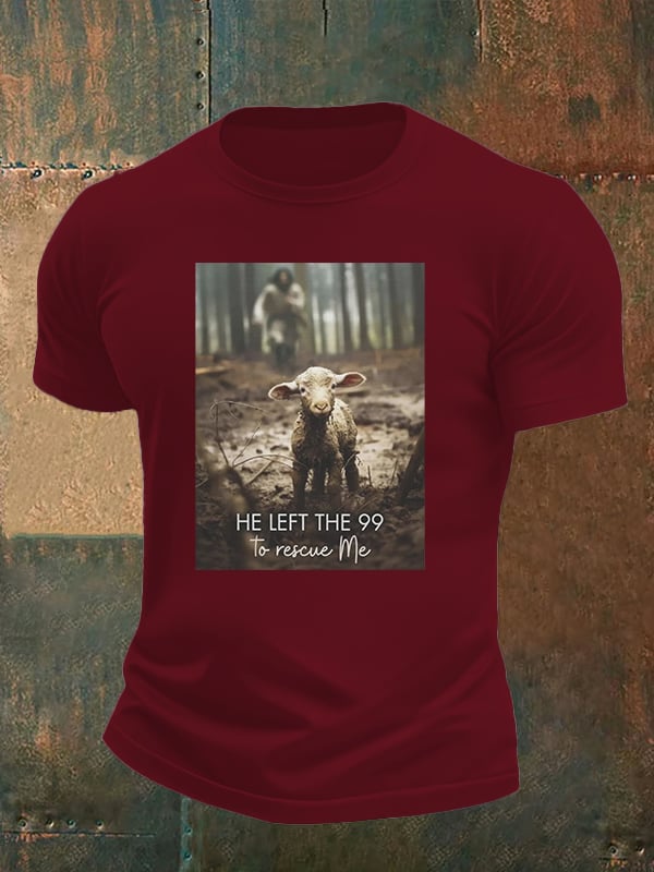 🔥Buy 3 Get 15% Off🔥Men's He Left the 99 to Rescue Me, Jesus and Lost Sheep, Christian T-shirt