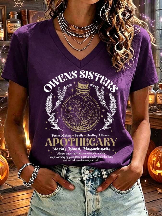 Women's Owens Sisters Apothecary Witch Print T-shirt