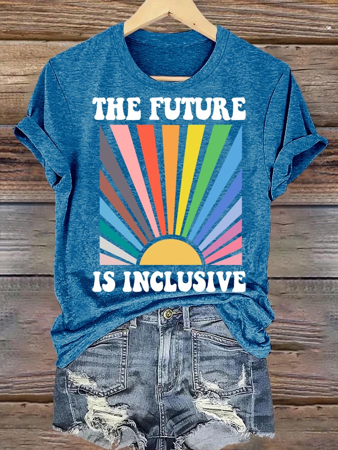 Women's Pride Month Rainbow Print T-Shirt