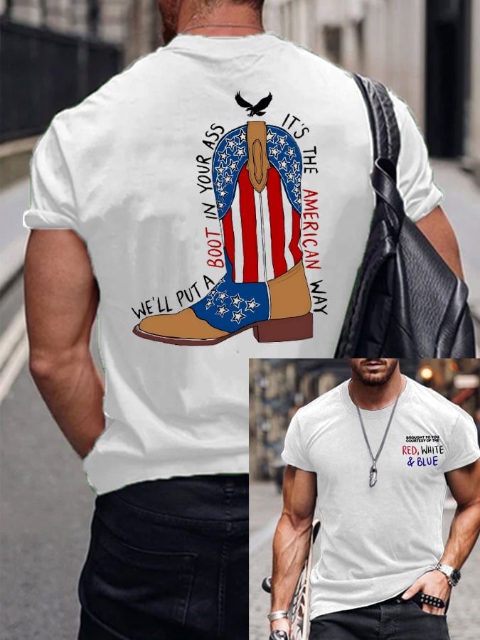 π₯Buy 3 Get 15% Offπ₯Men's Brought To You Courtesy Of The Red, White & Blue Print T-Shirt