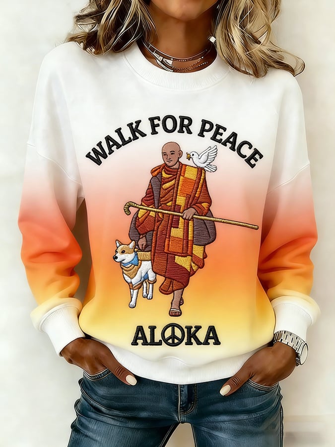 Monks participated in a peace walk with their peace dog Women's Sweatshirt