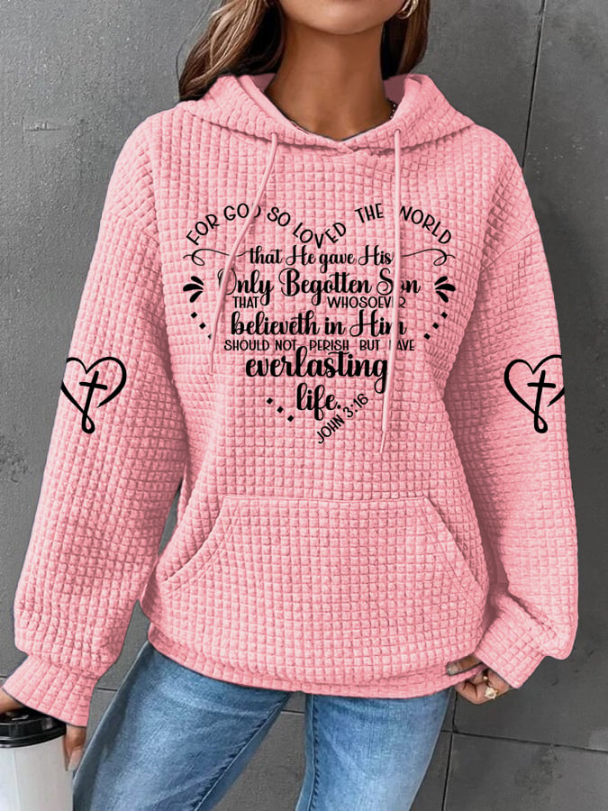 Women's John 3:16 For God So Loved the World Heart Shaped Bible Verse Hoodie