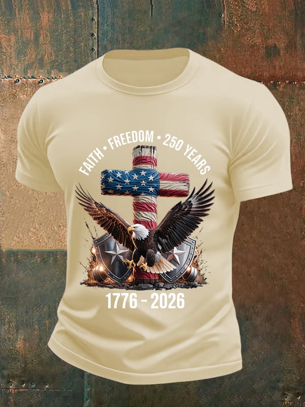 Men's Faith-Freedom-Legacy 250 years strong Print T-Shirt