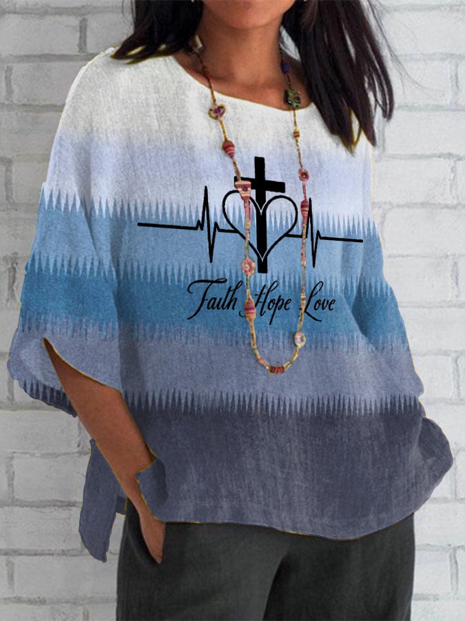 Women's Retro Faith Printed Top