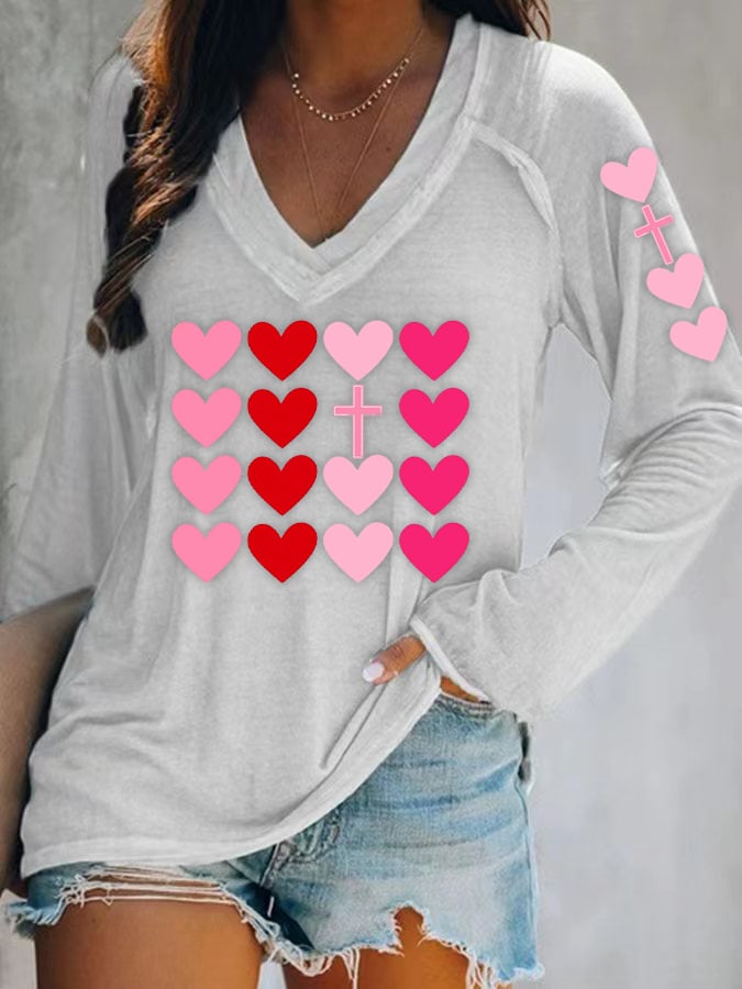 Women's Valentine's Day Love Cross Shirt