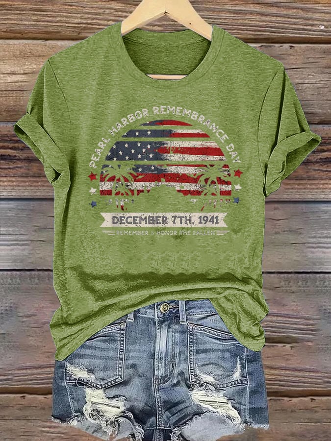 🔥Buy 3 Get 15% Off Women's Pearl Harbor Memorial Day Hawaii USA Flag Day of Infamy T-shirt