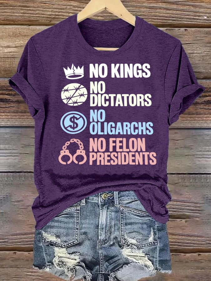 Women's No Kings No Dictators Protest print T-Shirt