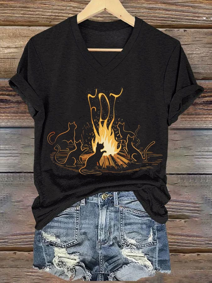 🔥Buy 3 Get 15% Off🔥Women's FDT Cat Print Casual T-Shirt