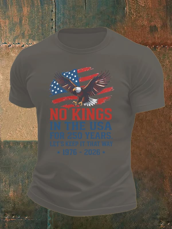Men's No Kings USA Patriotic Tee ,250 Years of Democracy printed T-shirt