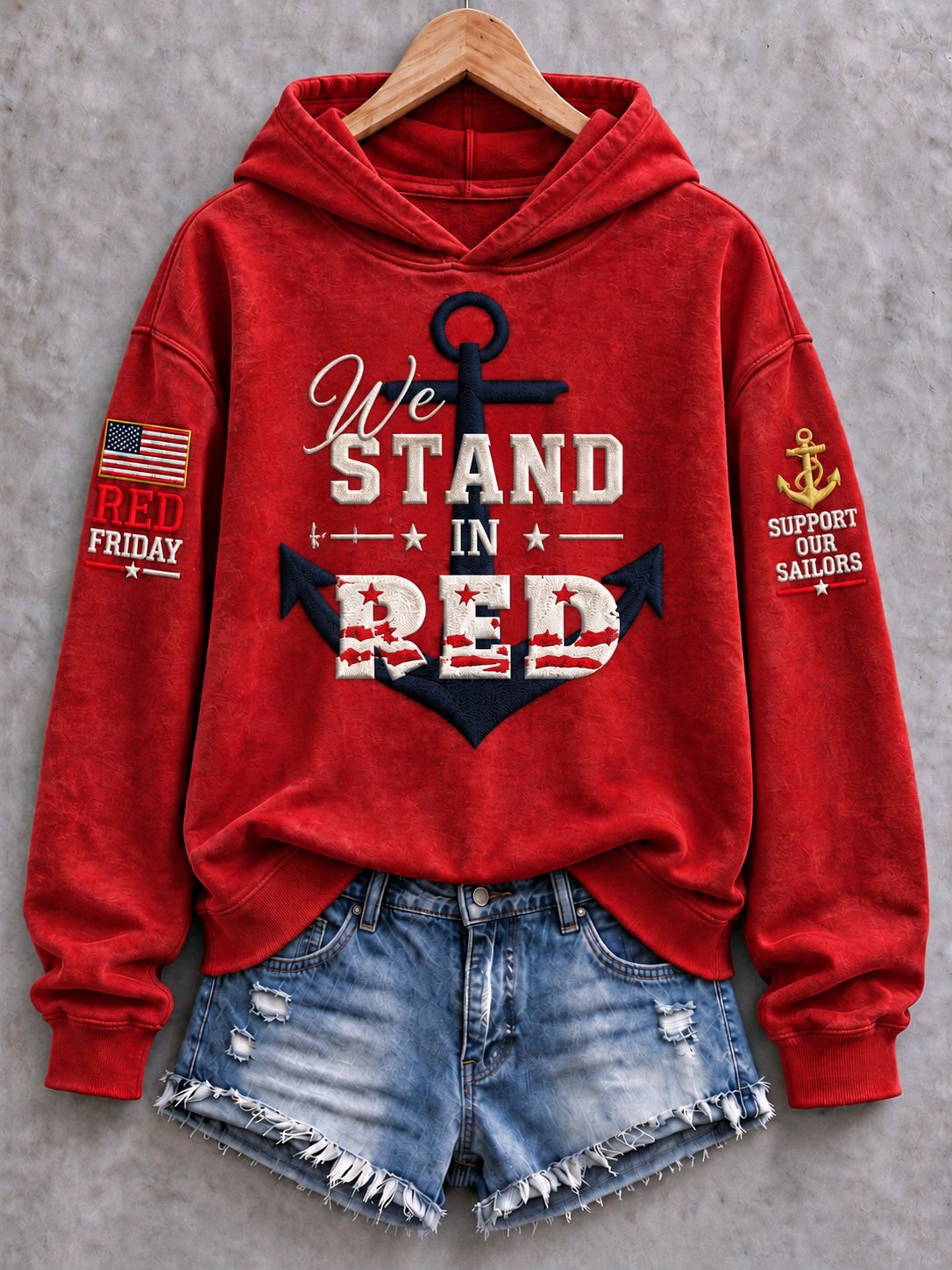 Women's Casual Red Friday Print Top