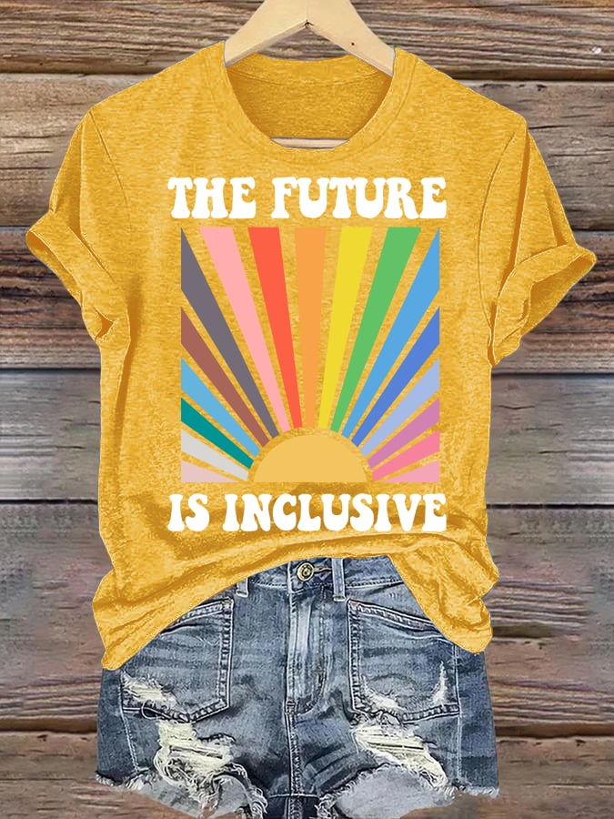 Women's Pride Month Rainbow Print T-Shirt