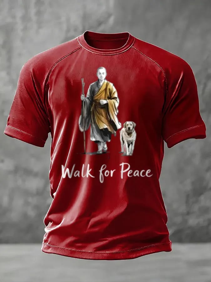 Men's Retro Walk For Peace Art Print Shirt
