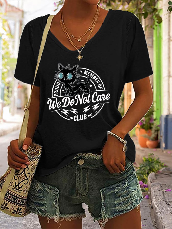 Women's Retro Funny Proud Member Of WDNC Club We Do Not Care Menopause Perimenopause Print T-Shirt