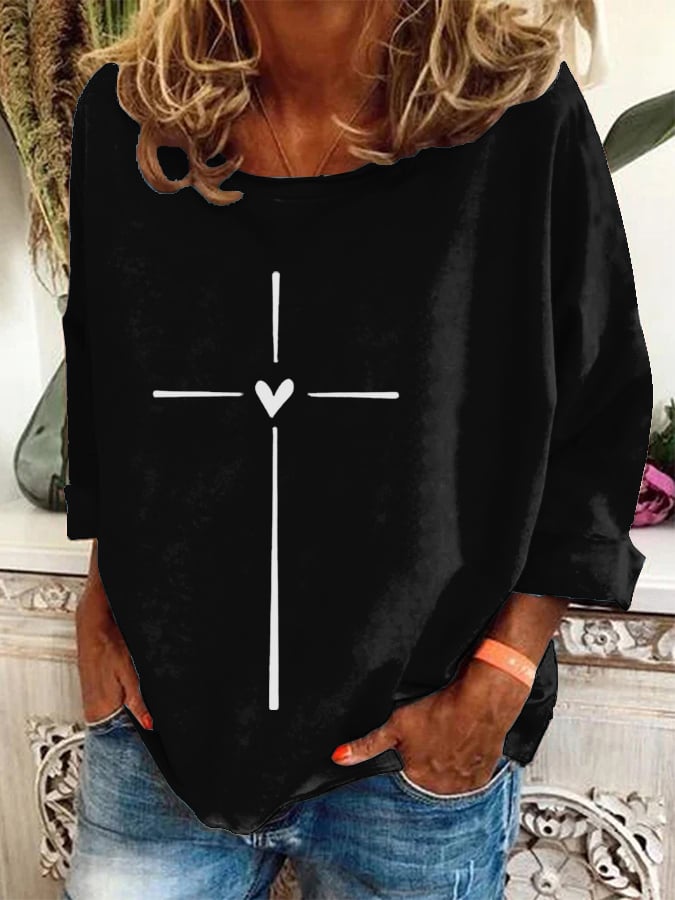 Women's Christian Cross Printed Sweatshirt
