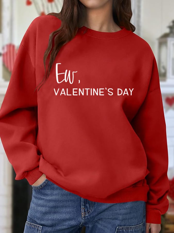 Women's Valentine's Day Printed Round Neck Sweatshirt