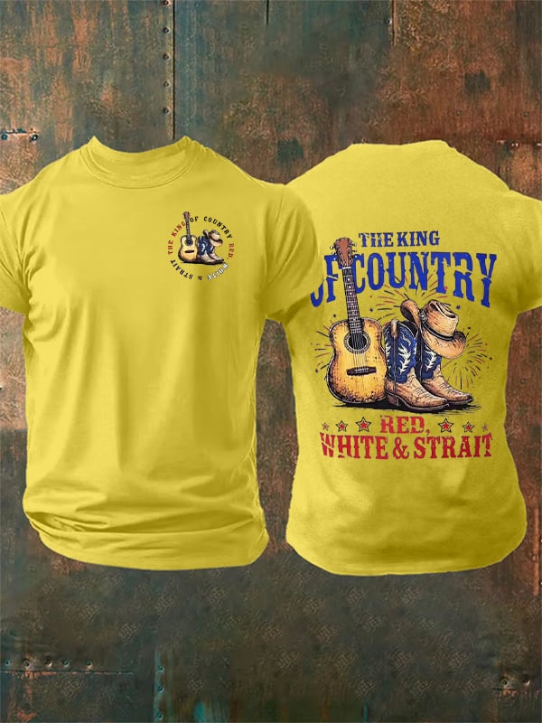 Men's RED WHITE & STRAIT Print T-Shirt