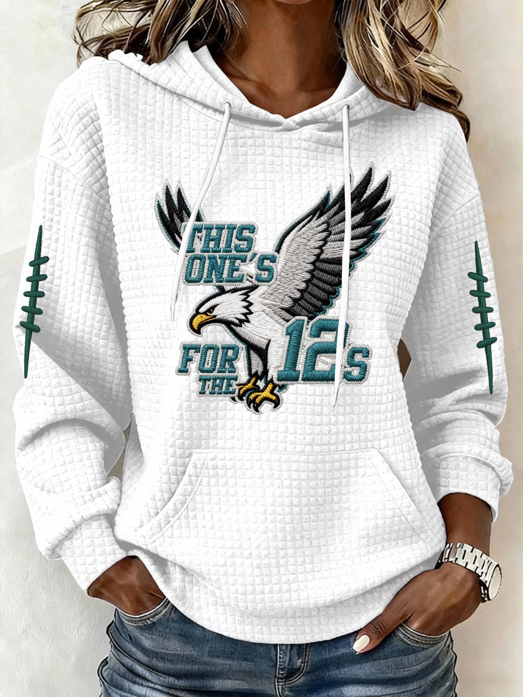 Women’s Football Graphic Waffle Knit Hoodie